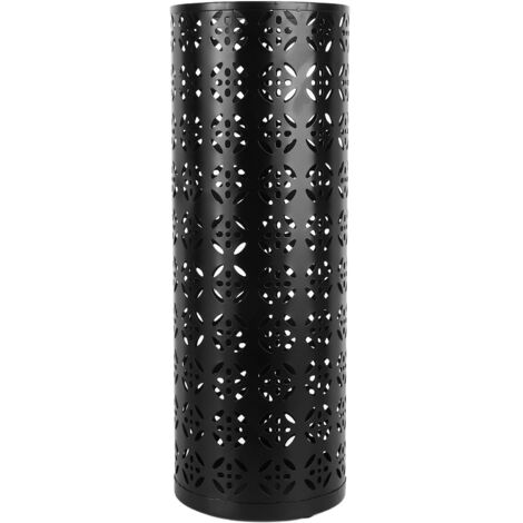 Umbrella Holder Round Rust Proof Stylish Hollow Copper Pattern Metal Umbrella Holder Bin for Home Entryway Black 23x15x15cm / 9.1x5.9x5.9in