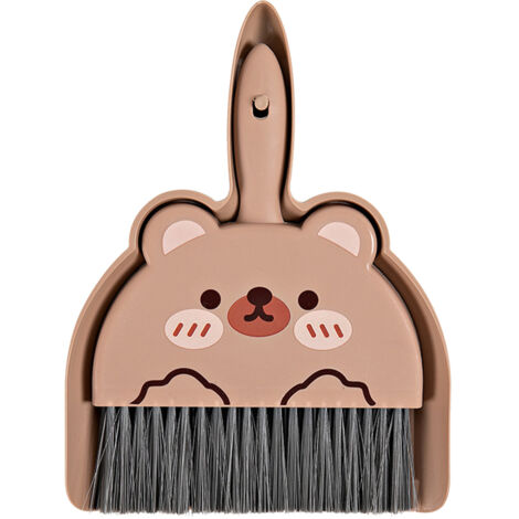 Dustpan and Brush Set Cartoon Mini Portable Cleaning Broom with Dust Pan for Desk Bear (1/5)