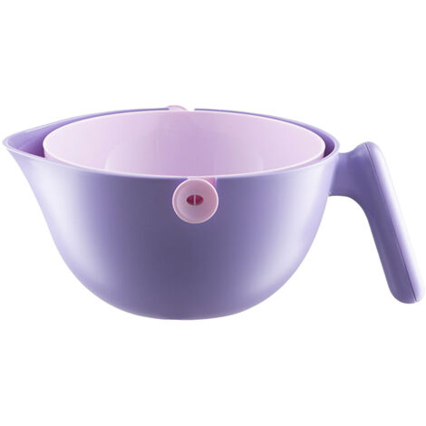 Double Layer Vegetable Washing Basket Plastic Multipurpose Fruit Draining Basket for Kitchen Lilac Purple (1/5)