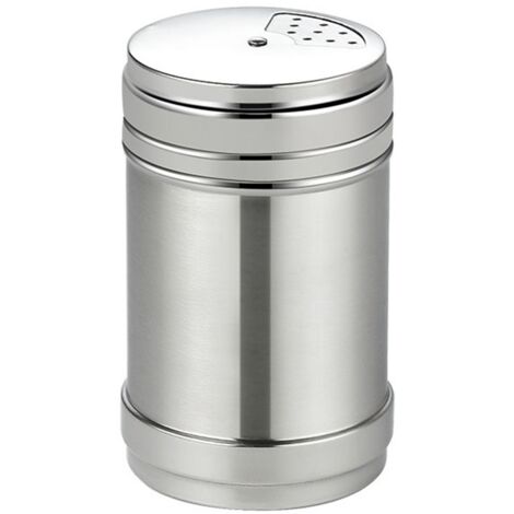 Stainless Steel Spice Jar Manual Rotating Multihole Easy to Clean Seasoning Bottle for Salt Sugar Pepper Large (1/5)