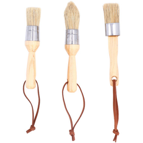 3PCS Furniture Paint Brush with Wooden Handle DIY Waxing Bristles Brush for Home Decoration (1/5)