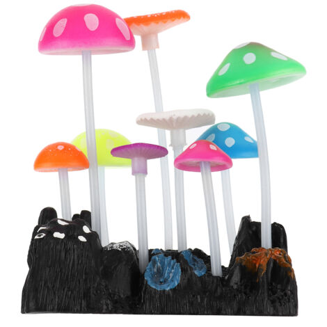 Simulation Mushrooms Aquarium Decoration Glowing Rockery Aquarium Decoration for Fish Tank Landscape (1/5)
