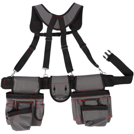 Professional Tool Belt Organizer with Suspenders 12 Pockets for Electrician Carpenter Gardener Heavy Duty Construction (1/5)