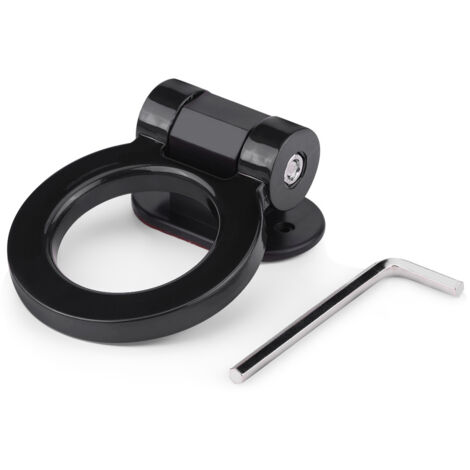 Car Modified Adhesive Traction Round Ring Towing Bars Trailer Hook Decoration (Black) (1/5)