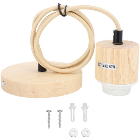 E27 Wooden Pendant Light Bulb Holder Vintage Lighting Accessory Wooden Ceiling Pendant Light Base Socket 220V (1/5)