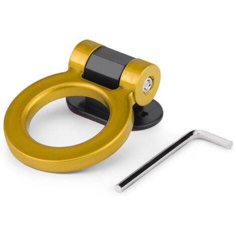 Car Modified Adhesive Traction Round Ring Towing Bars Trailer Hook Decoration (Golden) (1/5)
