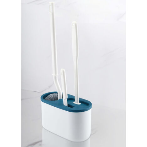 Toilet Brush Set Long Handle Soft Bristles Cleaning Brush Wall Hanging Toilet Brush Kit for Bathroom Blue