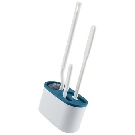 Toilet Brush Set Long Handle Soft Bristles Cleaning Brush Wall Hanging Toilet Brush Kit for Bathroom Blue