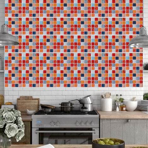 6Pcs Mosaic Self adhesive Wall Tile Sticker Kitchen Oil proof Stickers Bathroom Decor(FX715)