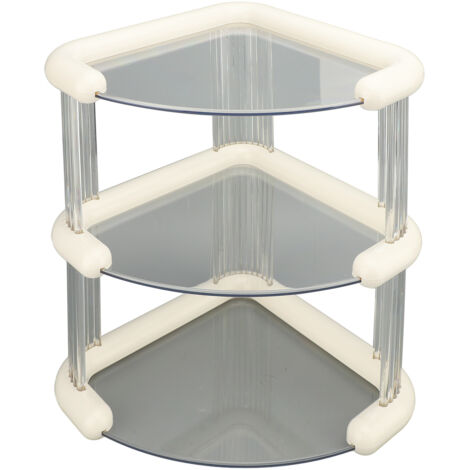Desktop Corner Stand Multipurpose Simple Stylish Large Capacity 3 Tiers Corner Storage Organizer for Bathroom Kitchen Office White (1/5)