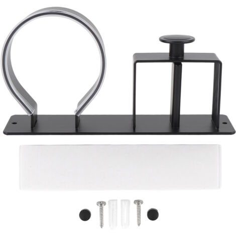 Hair Dryer Holder Aluminum Space Saving Stable Structure Blow Dryer Hair Straightener Holder Stand for Home Bathroom Black