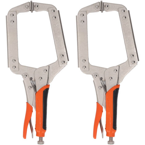 2Pcs Locking C Clamp Pliers Set Heavy Duty Woodworking Face Clamp with Rotating Pads for Welding Pocket Hole Joinery 14in (1/5)