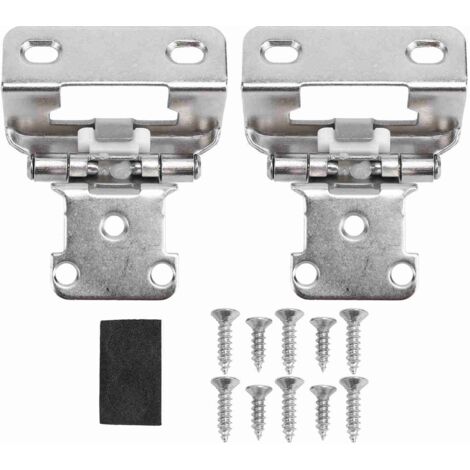 2Pcs Self Closing Cabinet Hinge 1/2in Enhanced Safety Steel Semi Wrap Overlay Cupboard Door Hinge for Kitchen Bathroom RV Boat Campervan Ni Color (1/5)
