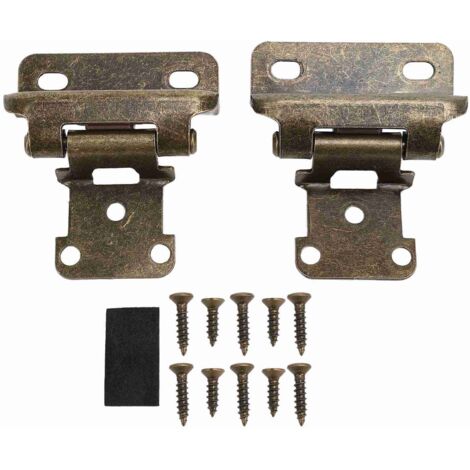 2Pcs Self Closing Cabinet Hinge 1/2in Enhanced Safety Steel Semi Wrap Overlay Cupboard Door Hinge for Kitchen Bathroom RV Boat Campervan Bronze (1/5)