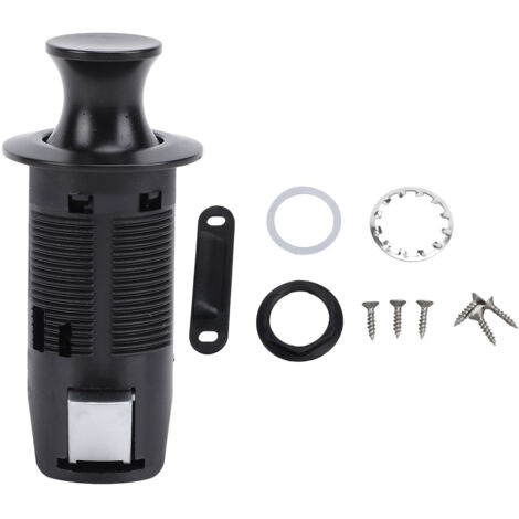 Cabinet Push Button Lock Stylish Look Keyless Cupboard Drawer Push Button Latch Knob for RV Yacht Motorhome Campervan Caravan Black (1/5)