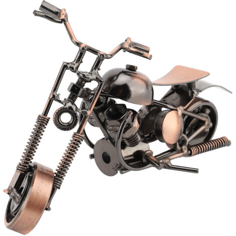 Metal Iron Motorcycle Model Ornament Statue Figurine with Moveable Head Wheels Home Office Shelf TV Cabinet Decoration (1/5)