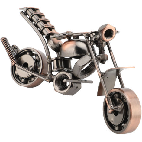 Metal Motorcycle Model 15x6x9cm Bronze Iron Motorcycle Decoration with Rotatable Wheel (1/5)