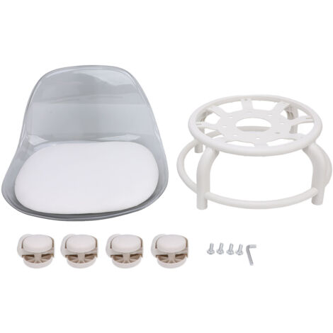 Low Rolling Stool with Wheels Back Support Small Acrylic Short Silent Mini Roller Seat Transparent Gray (1/5)