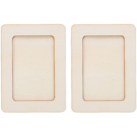 2 Pcs Unfinished Wooden Photo Frame 19.1x14.1cm Paintable Customizable Wood Picture Frame (1/5)