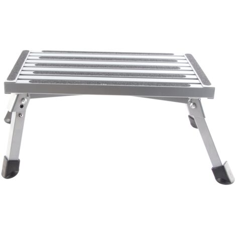 RV Step Stool Multifunctional Rubber Feet Silver Gray Stable Aluminum Alloy RV Foldable Step Stool (1/5)