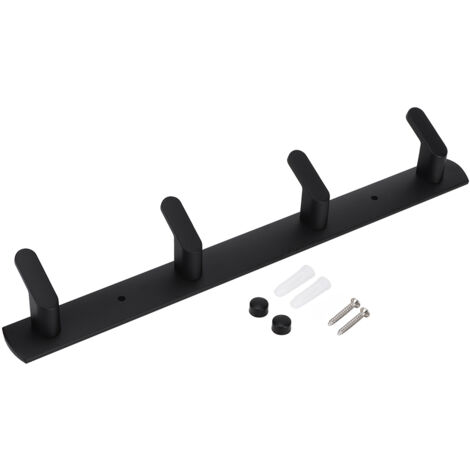 Stainless Steel Household Bathroom Kitchen Hook Wall Mounted Clothes Hanging Rack 4 HooksBlack 4 Hooks 35cm (1/5)