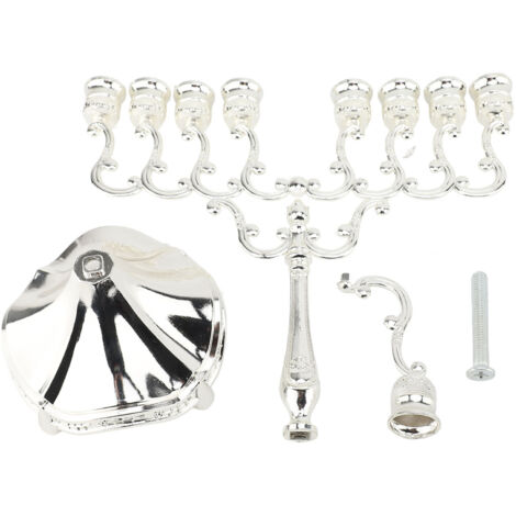 Candle Holder 9 Branches Alloy Vintage Decorative Candlestick Holder for Weddings Silver Color (1/5)