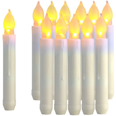 12pcs LED Electronic Candle Lights Long Pole Candle Lights Flameless Taper Christmas Decoration Candle Lights (1/5)