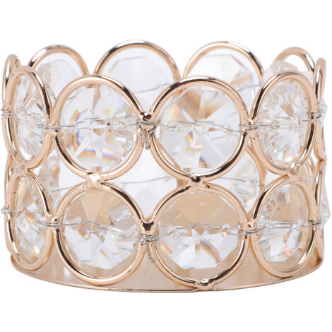 Hollow Candle Holder Crystal Beads Iron Art Decorative Cup for Tealight and Electronic Candles Party Dinner Table Gold (1/5)