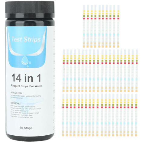 50 Strips Water Test Strips 14 in 1 PH Meter Testing Paper for Drinking Water Pool Hot Spring Pond (1/5)