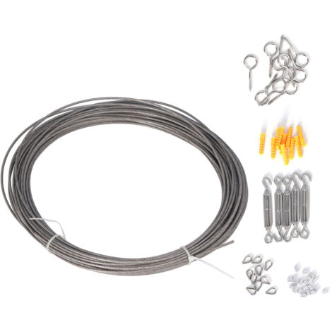 Stainless Steel Wire Rope Kit PVC Coated String Light Hanging Rope Hook ...