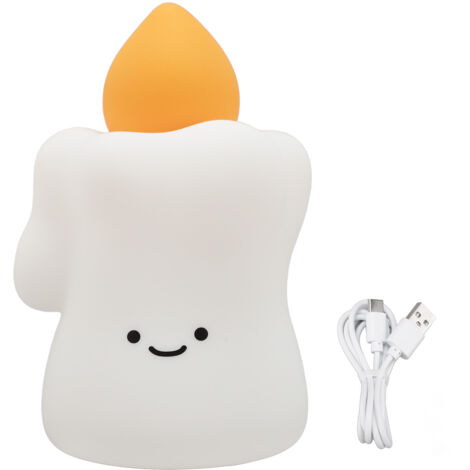 Night Light Cute Birthday Candle Shape Warm Light Dimmable Tap Silicone LED Nightlight for Bedroom (1/5)