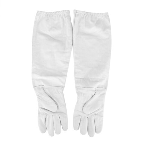 GROOFOO-Beekeeping Gloves Leather Canvas Protective Apiarist Tool Bee Supplies (1/5)