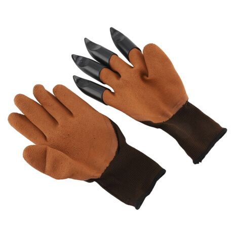GROOFOO-1 Pair Garden Gloves With 4 ABS Plastic Claws For Digging Planting(coffee) (1/5)