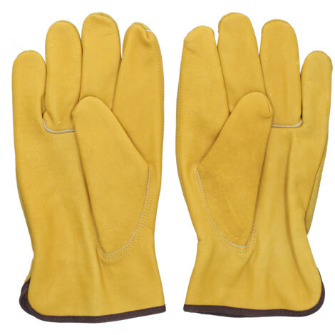 Full Finger Cowhide Gloves Cut Resistant Hands Protector for Labor Gardening Beekeeping L Size (1/5)