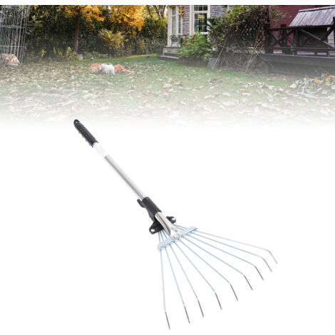 Adjustable Leaf Rake Retractable Expandable Stainless Steel Metal Lawn ...
