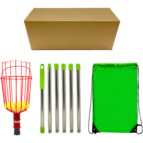 Fruit Picker with Basket Stainless Steel Telescoping Pole Fruit Catcher Tool for Avocado Acorn Lemon Pear Mango 2.4m Picker 6Pcs Rods 80‑240cm (1/5)