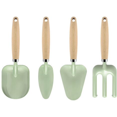 4pcs Garden Shovel Multipurpose Efficient Cartoon Wood Handle Digging Shovel for Garden Farm(Green) (1/5)
