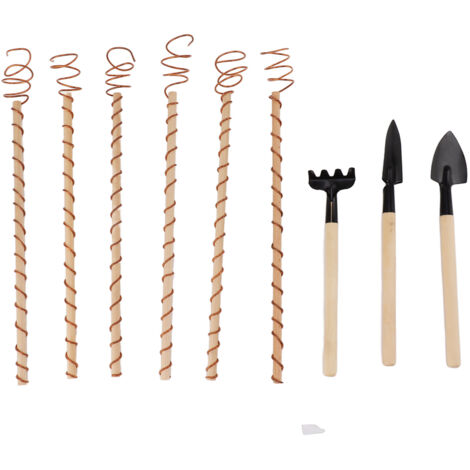 6PCS Electroculture Plant Stakes 10 Inch Natural Wood Stake Wrapped with Copper Coil Gardening Antennas for Growing Garden Plants Vegetables (1/5)