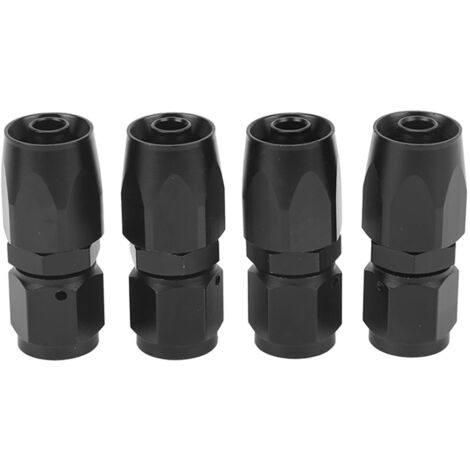 4pcs Universal Aluminum AN6 0 Degree Straight Swivel Hose End Fitting Adapter Car Modification Black for Fuel (1/5)