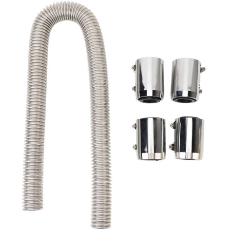 Coolant Radiator Hose 36in Flexible Stainless Steel Water Hose Kit for 1 1/4in 1 1/2in 1 3/4in 1 5/8in Radiator Necks Silver