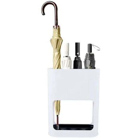 Support de porte-parapluie en métal ABS Support de canne avec bac d'égouttement Organisateur d'économie d'espace Home Office Decor Porte-parapluie Stands blanc