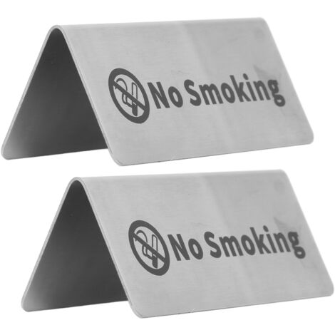 Table Top Sign Stainless Steel Double Sided Versatile Silver Tabletop Card Sign for Party Wedding Hotel No smoking (1/5)