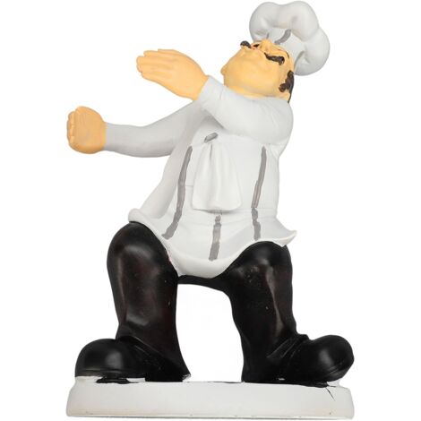 Resin Chef Statue Restaurant Dining Table Decor Holding Red Wine 3D Figurine Ornament Kitchen Decoration (1/5)