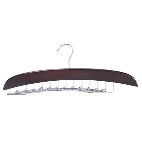 Wooden Tie Hanger Rack 24 Hooks Rotating Belt Holder Closet Ties Storage Organizer Dark Red (1/5)