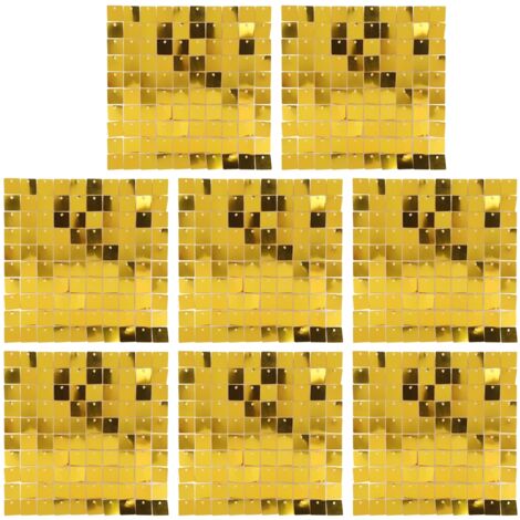 8PCS Glitter Background Panels Foursquare Sequin Wall Backdrop for Birthday Wedding Party Decoration Gold (1/5)