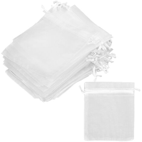 50Pcs White Sheer Organza Bags Multifunctional Drawstring Gift Bag for Wedding Favor Candy Crafts