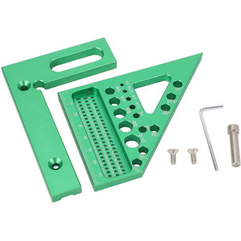 3D Multi Angle Measuring Ruler Green Metric Scale Multifunctional Woodworking Square with Positioning Pin (1/5)