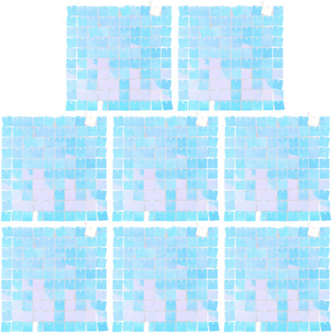 8PCS Glitter Background Panels Foursquare Sequin Wall Backdrop for Birthday Wedding Party Decoration Blue (1/5)