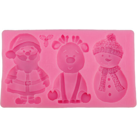 Xmas Silicone Molding Reindeer Snowman Claus Shape Non Stick Reusable Xmas Baking Moulding for Candy Cookie Cake (1/5)
