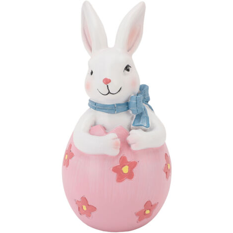 Easter Bunny Egg Decoration Resin Spring Easter Rabbit Decor Figurine Tabletop Decoration for Party Home Holiday Pink (1/5)